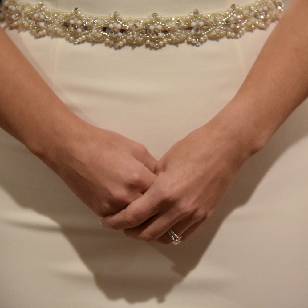 David's Bridal Pearl and Crystal Beaded Sash